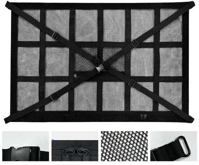 차량용 차박 캠핑 천장 수납 정리 네트 그물망, 블랙