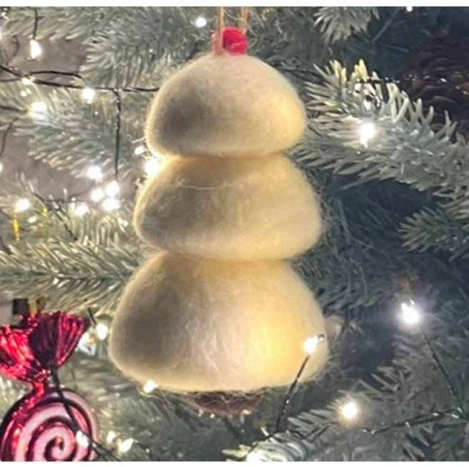 화이트 펠트 양모 오너먼트 크리스마스 트리 장식 단품 36종, 1개, 앉은엘크