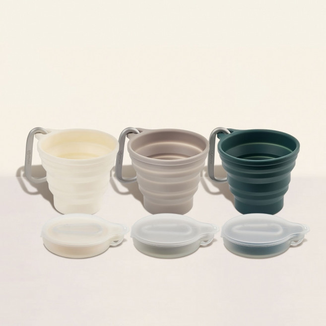 토탈하우스 실리만 하모니 실리콘 접이식 휴대컵 WSK4132, 코코아그레이, 1개