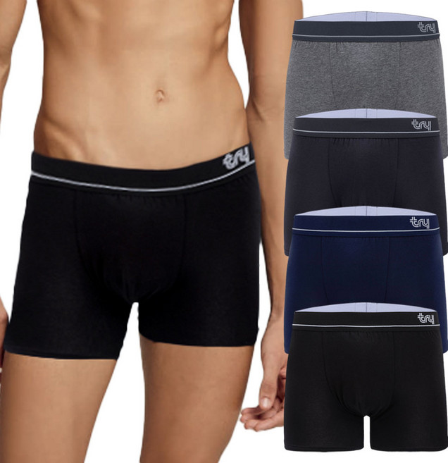 트라이 남성 아웃밴드 면드로즈 부드러운 팬티 4종 세트