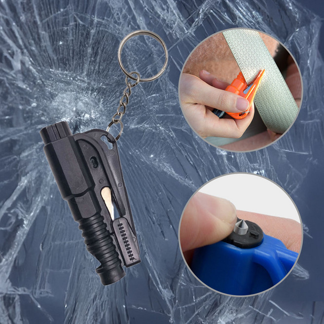 안전닷컴 차량 비상탈출 유리망치 자동차 안전용품 안전벨트 커터, 블랙, 1개