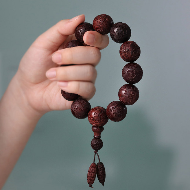 붓다북 나무 단주 모음 (염주 주머니 증정) - 불교 기어봉 염주, 1개, 자단(12지조각)