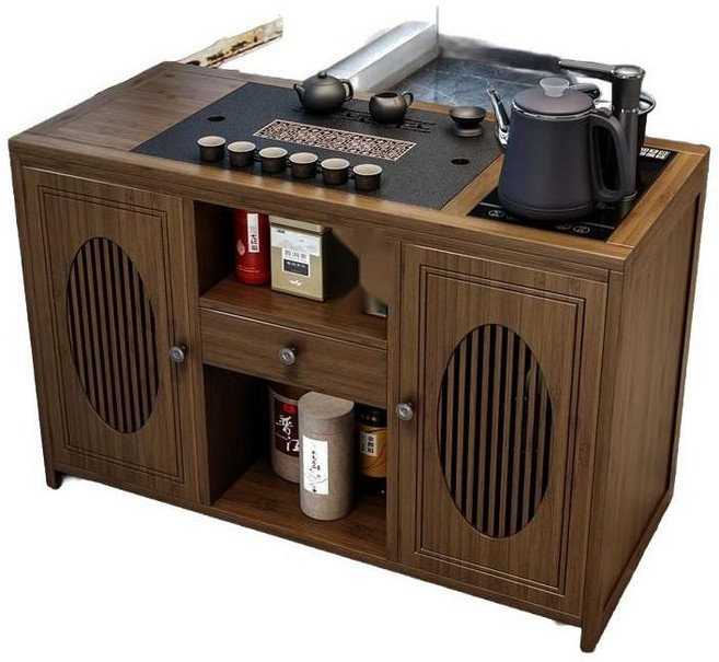 일본식 티 이동식 원목 찻상 세트 다도용 차대 차상 다목적 소형 티테이블 카트형 거실 수납, 15. 65 그리드 표면 + 스케일 방지 기1A