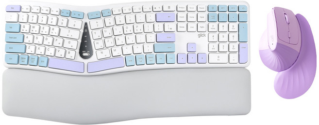 지클릭커 오피스프로 EMK350 무선 버티컬 인체공학 블루투스 키보드 마우스 세트 스카이블루