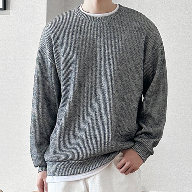 데이즈 남성 세미오버핏 골지 니트 맨투맨