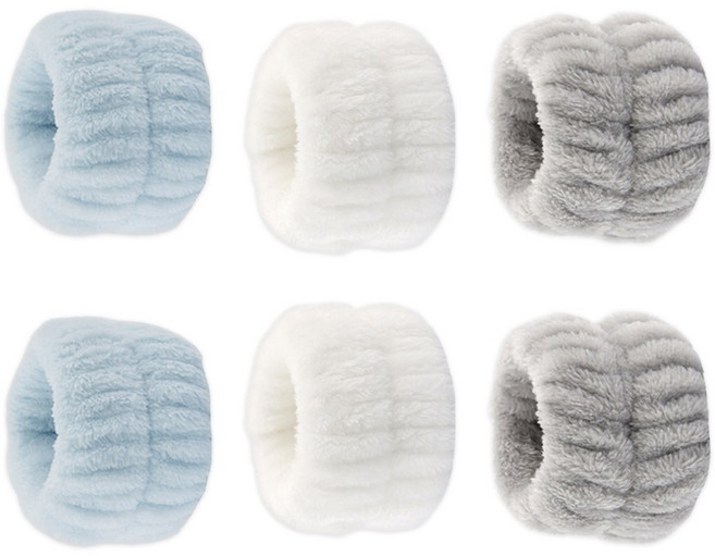 바로상점 손목 세안밴드 물 흐름방지 밴드, 6개, 라이트블루,그레이,화이트