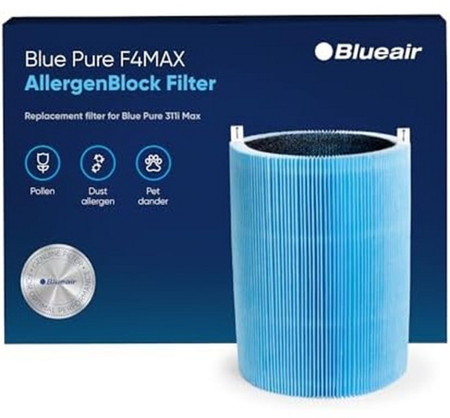 블루 퓨어 411i 맥스 및 411a 공기청정기용 블루에어 정품 필터, 9.8" x 13.9" x 4.1", 1개
