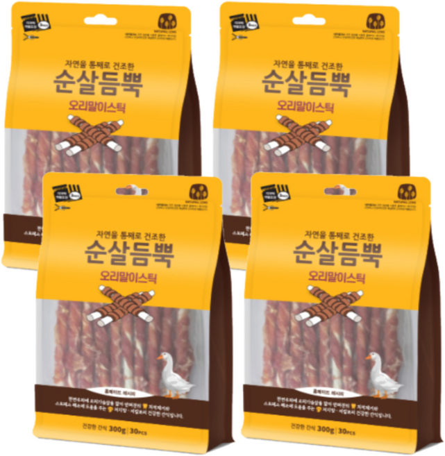 순살듬뿍 오리말이스틱 30P, 300g, 4개
