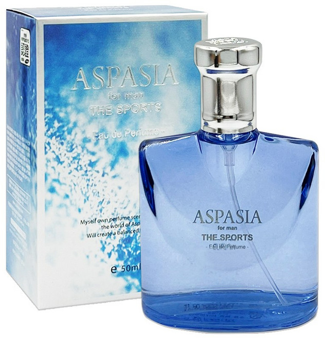 ASPASIA 오 드 퍼퓸 포 맨 더 스포츠, 50ml, 1개