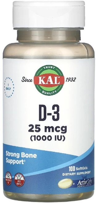 칼 D-3 비타민D 25mcg 비타민A 함유 소프트젤 100정, 1개 - 쿠팡