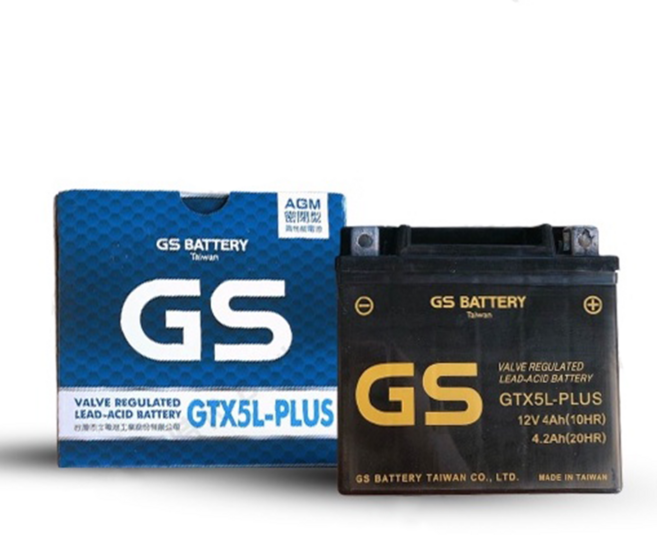 GS 5號機車電池GTX5L-PLUS 已入液 免保養 適用YUASA YTX5L-BS, 1個, 1個裝