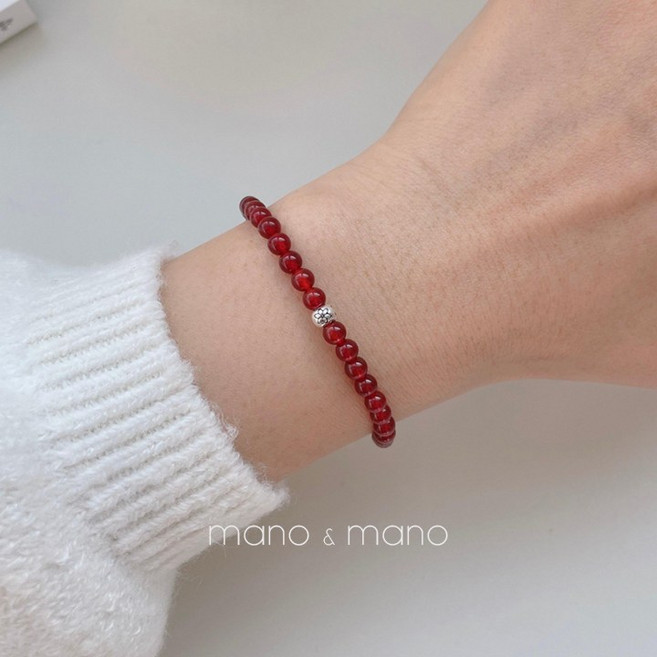 925실버 행운 연꽃 은볼 4mm 원석 팔찌 5종 심플 염주팔찌