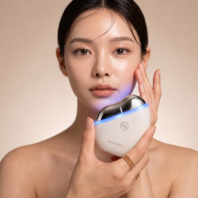 레노포프 EMS 갈바닉 괄사 마사지기 고주파 LED 홈케어 뷰티디바이스, 화이트, IF-1511