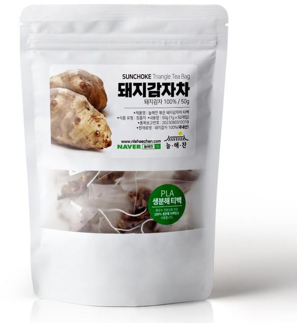 늘해찬 국산 볶은 돼지감자차 티백 삼각티백 대용량, 1g, 50개입, 1개