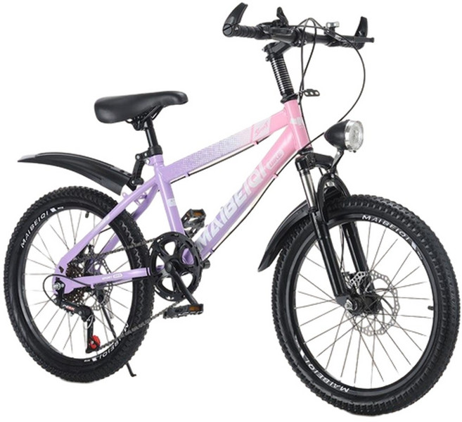 MAIBEIQI 腳踏車, 24寸運動款 變速 紫粉色 輻條輪 碟剎減震 車燈, 24寸 建議身高150 - 170釐米