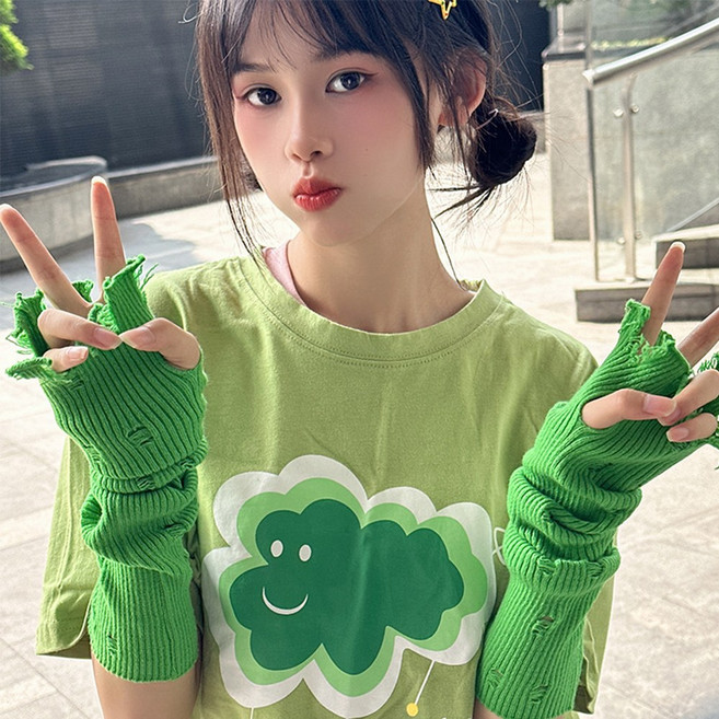 하이유니 비비드컬러 빈티지 니트 팔 손 토시 핸드 암 워머