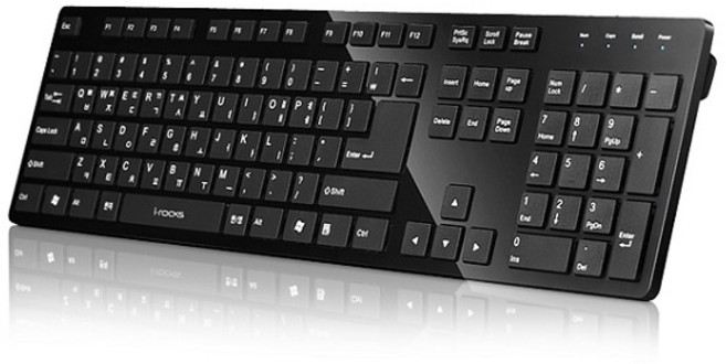 IRK01W X-Slim 윈도우 맥 호환 PC 데스크탑 유선 키보드 아이솔레이션, BLACK, 제조사축