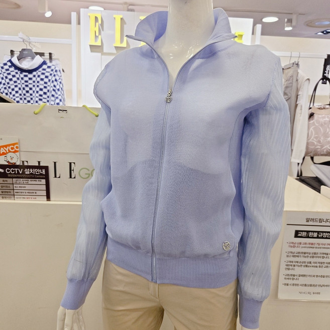 엘르골프 여성 여름 소매펄 시스루 풀오픈 가디건 6L43701 pt