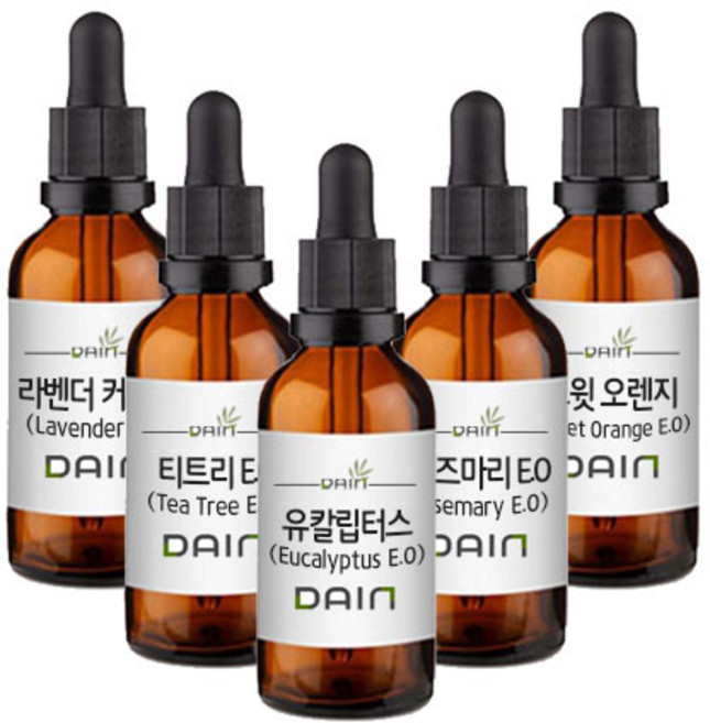 에센셜오일 5종(라벤더 e.o + 티트리 e.o + 유칼립터스 e.o + 로즈마리 e.o + 스윗오렌지 e.o), 10ml 5종 1세트, 1개