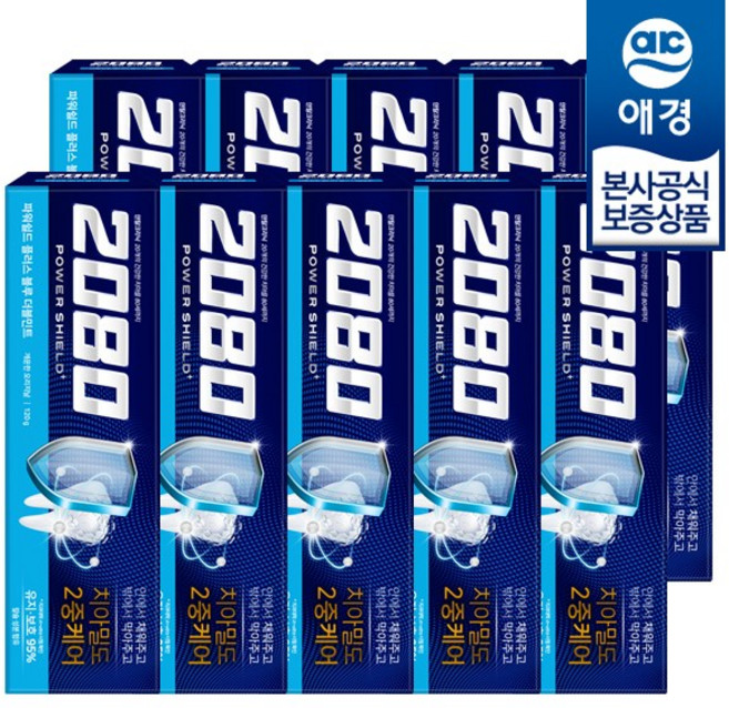 2080 파워 쉴드 치약 블루 더블민트, 120g, 15개