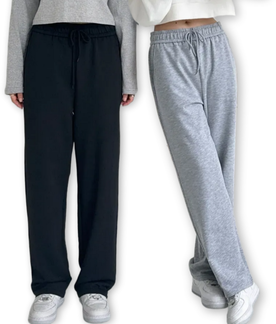 제시본 1+1 무지 트레이닝 팬츠 남녀공용 세미와이드 사계절 츄리닝 데일리 운동복 편한 S~3XL 빅사이즈