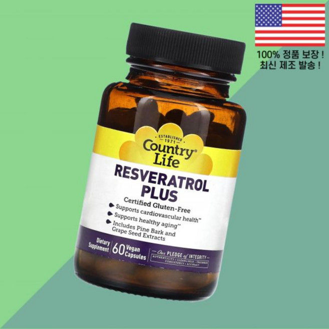 컨트리라이프 레스베라트롤 레즈베라트롤 라스베라트롤 레스베라톨 플러스 식물성 베지캡슐 60정 Country Life Resveratrol Plus 60 Vegan Capsules, 컨트리라이프 레스베라트롤 레즈베라트롤 라스베라트롤 레스