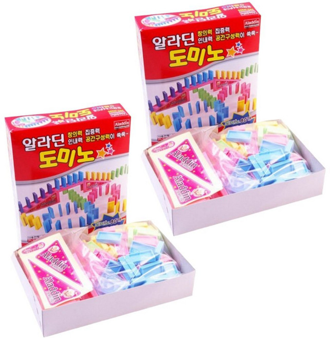 알라딘 도미노(82pcs) 2개 도미노블럭 어린이 장난감 놀이 보드게임 도미노칩 컬러완구 세트 게임 인내력