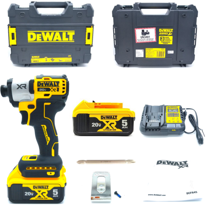 DEWALT 디월트정품 DCF845P2T 20V 충전 임팩트 드라이버 3-Speed 속도조절 배터리 5.0Ah 2개 세트, 1개