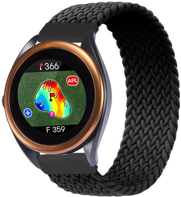 스페이스쉴드 보이스캐디 VOICE CADDIE T8 22mm 호환 스트랩 브레이드 솔로루프 밴드, 블랙, 1개