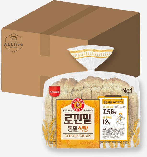 삼립 로만밀 통밀식빵 420g 5봉, 5개