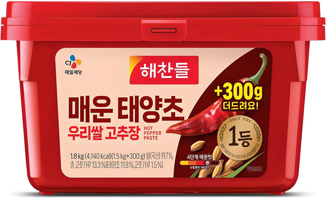 해찬들 매운 태양초 우리쌀 고추장, 1.8kg, 1개