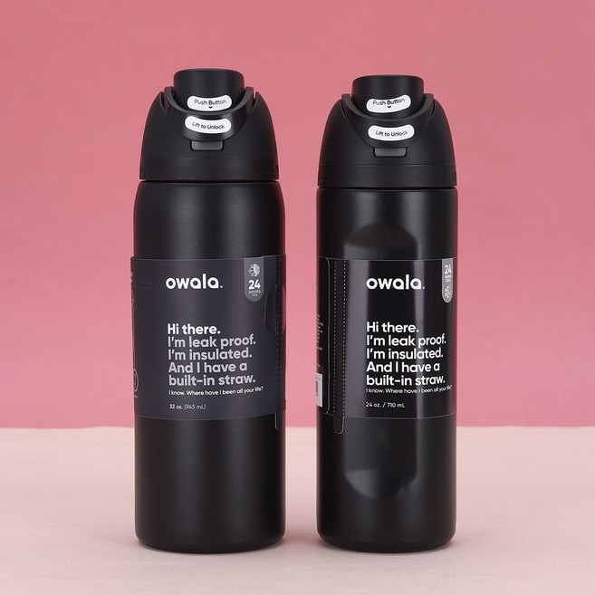 오왈라 owala 스테인레스 스틸 진공 보온병 물병 음료 용기 물병 텀블러 보온 머그잔, 1개, 950ml, 블랙