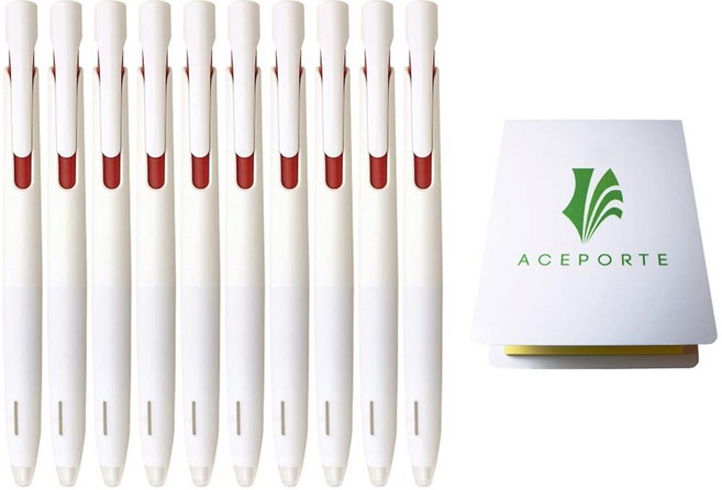 ACEPORTE Zebra Blen 접이식 볼펜 파인 포인트 0.5mm 10팩 (레드 잉크/화이트 바디) 스티커 노트 밸류 세트 제브라 볼펜 제브라 3색 볼펜 제브라 볼, 레드 (화이트 바디)