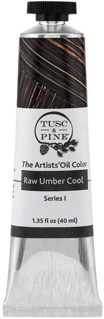 Tusc & Pine 아티스트 오일 페인트 - 티타늄 화이트 (아마씨) 40ml 황변 없음 풍부하고 크리미 한 일관성 최대 안료 부하 소량 가공 페인트 전문 아티스트, 1개(1개입), Raw Umber Cool
