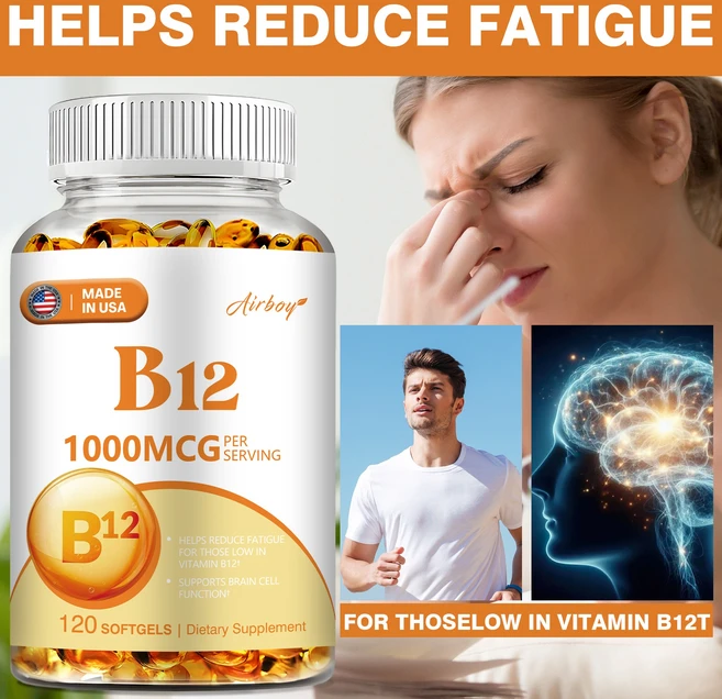 비타민 B12 복합체 1000mcg/B12 성인용 건강 보조 식품은 에너지 대사 신경 및 정서 건강 치아 건강 및 노화 방지에 도움을 줍니다., 1개, 120정 - 쿠팡