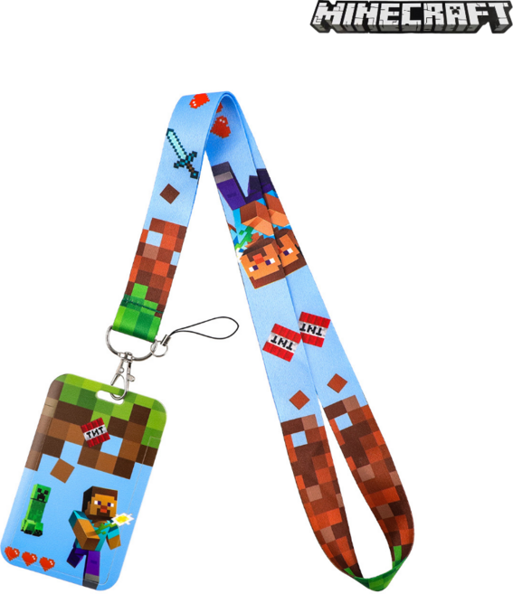 모아컴퍼니 마인크래프트 핸드폰 스트랩 목걸이줄 교통 버스 카드 케이스 홀더, 1개, 스카이 줄+카드홀더