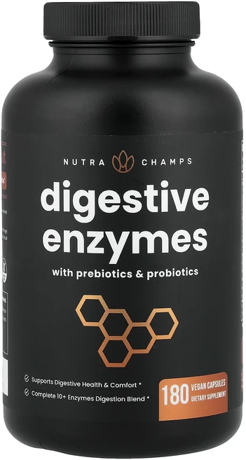 새해 첫좋은선물 NutraChamps 프리바이오틱 및 프로바이오틱 함유 소화 효소 베지 캡슐 180정 제대로 할인합니다, NutraChamps프리바이오틱및프로바이오틱함유소화효소, 1개 - 쿠팡