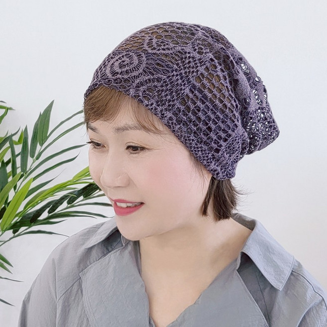 제이제이나인 큰 망사 여름 여성 중년 시원한 레이스 두건