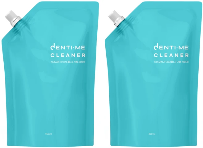 교정 유지장치 세정제 덴티미 클리너 리필, 2개, 450ml - 쿠팡