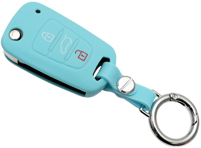 현대 아반떼MD 포터2 기아 모닝 레이 쏘울 호환 자동차 실리콘 스마트키 케이스 키홀더, 3버튼_S17_SS1, 스카이블루