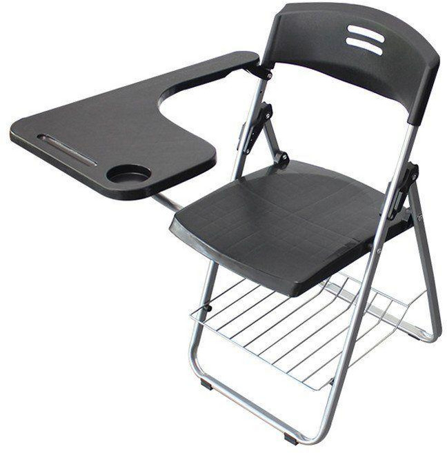 접이식 일체형 책걸상 의자 책상 강의실 테이블 강습 학생 사무용의자, 회색 (큰 보드)