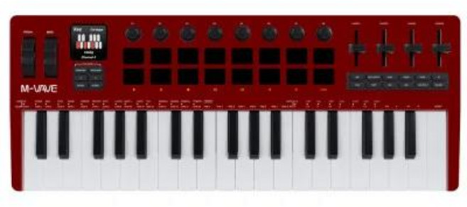 M-VAVE SMK-37 PRO 37키 MIDI 컨트롤러 16개의 RGB 패드 노브 휴대용 내장 신디사이저 디지털 액세서리, 04 Red