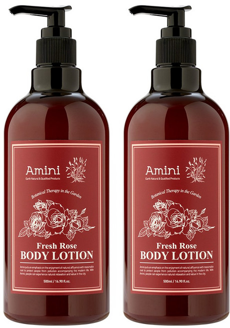 아미니 플라워 테라피 바디로션 프레쉬 로즈, 2개, 500ml