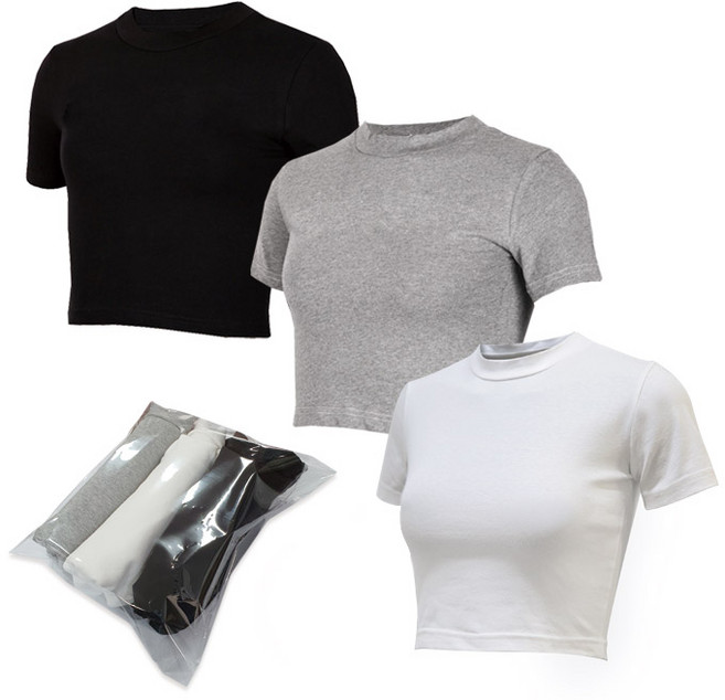 베루스스포츠 무지 크롭탑 반팔티 3종 세트 VETW5150