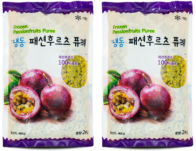 [신정푸드] 냉동 패션후르츠 퓨레 (비닐포장) 2kg 2개