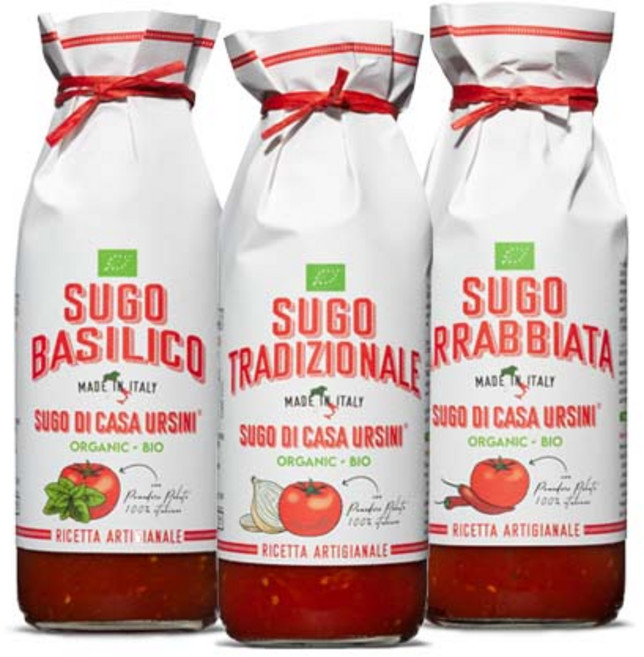 우르시니 유기농 파스타 토마토 소스(오리지널1 바질1 아라비아따1), 3개, 500g