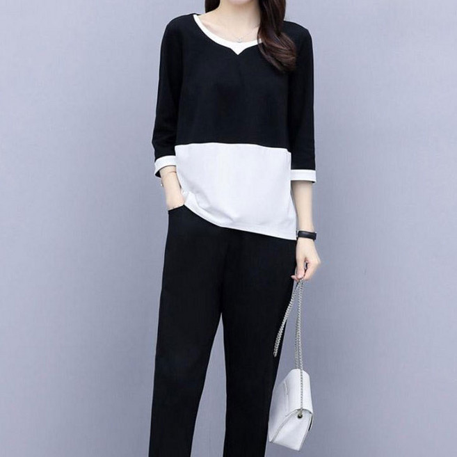 여름 반팔 상하세트 다렌배색SET