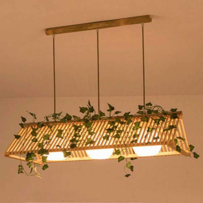 라탄 식탁등 이자카야 대나무 일식집 선술집 천장 1m, 3등+식물