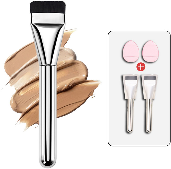 레이너리 메이크업 스파츌라 납작 파운데이션 브러쉬, 2개, 실버