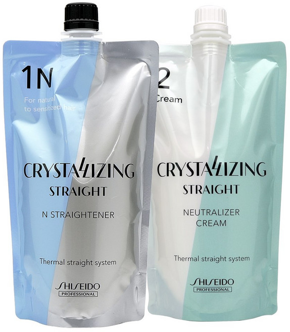 시세이도 크리스탈라이징 스트레이트 N 손상모용 1제+2제 크림 매직약 다운펌 파마, 1개, 400ml